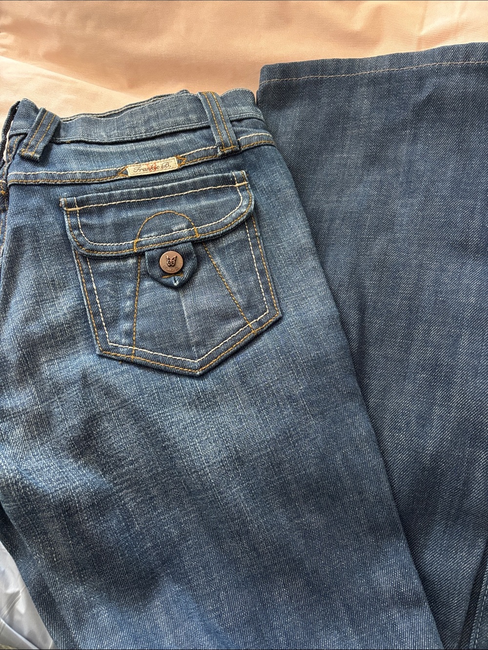 ❤️… Frankie B. Women's Blue Bootcut Jeans low rise jeans